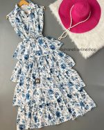 ساحلی حلقه ای یقه دار با دامن چین چینی