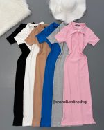 ماکسی یقه شکاری استین کوتاه
