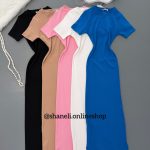 ماکسی یقه گرد استین کوتاه